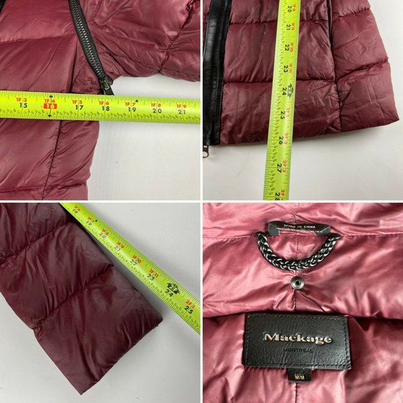 Mackage Qeren Women’s Sz Medium Leather Trim Down Convertible Vest Coat Red - Picture 11 of 11